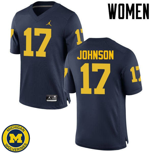 Women's Michigan Wolverines #17 Ron Johnson Navy High School Football Jersey